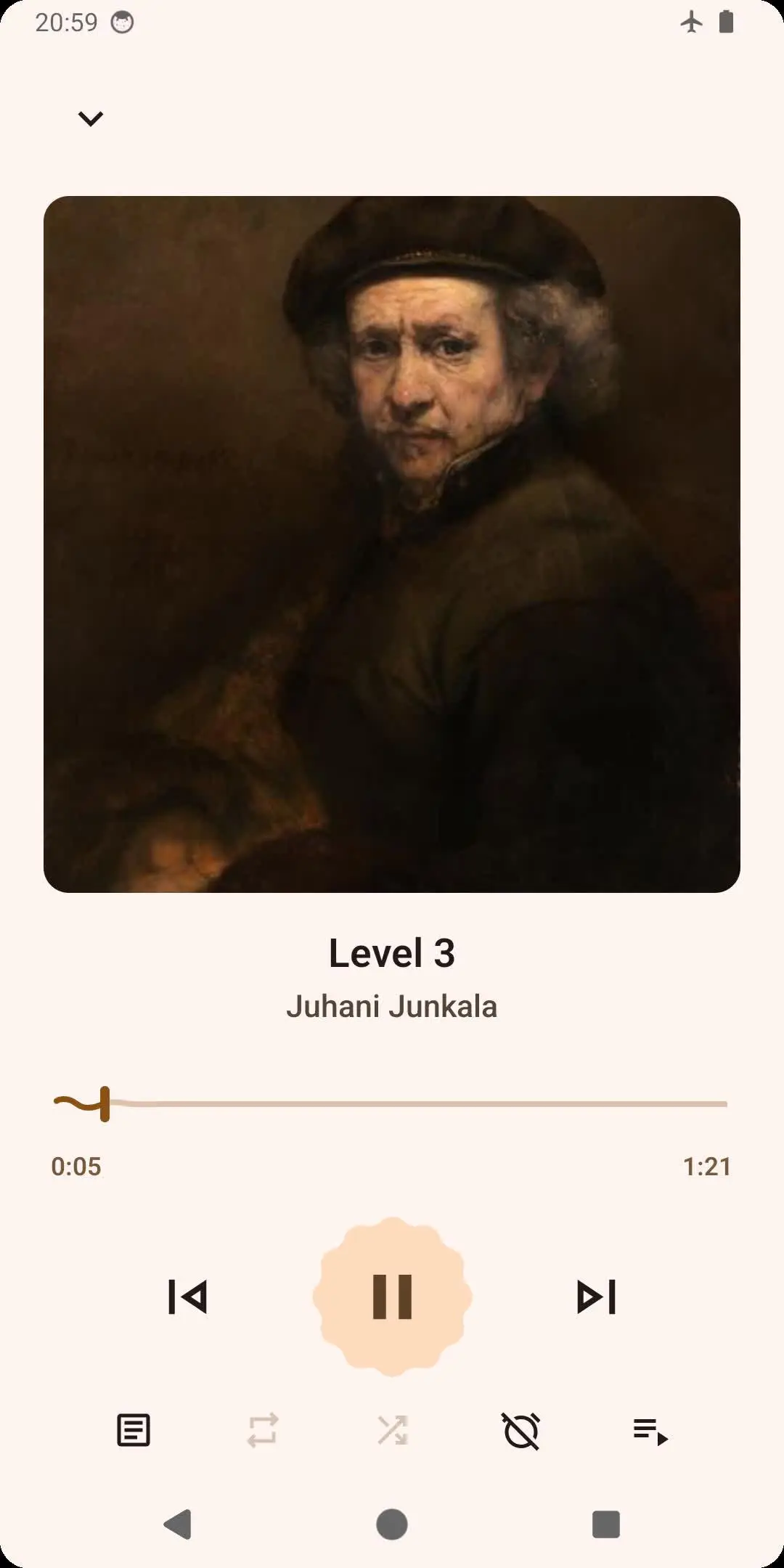 Gramophone now playing screen with large album artwork and a seek bar