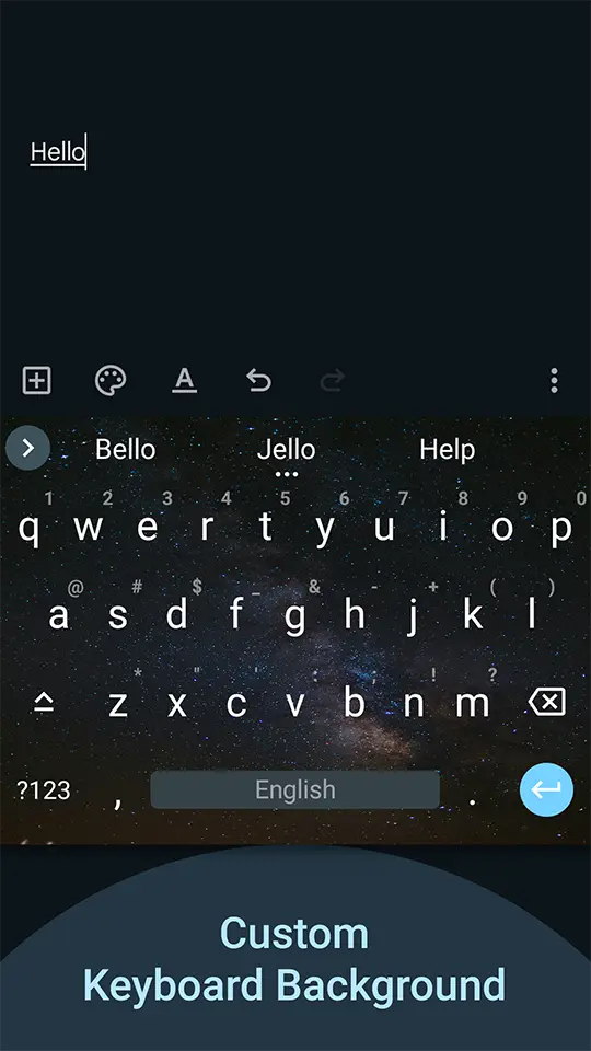 HeliBoard with a custom photo set as the keyboard background