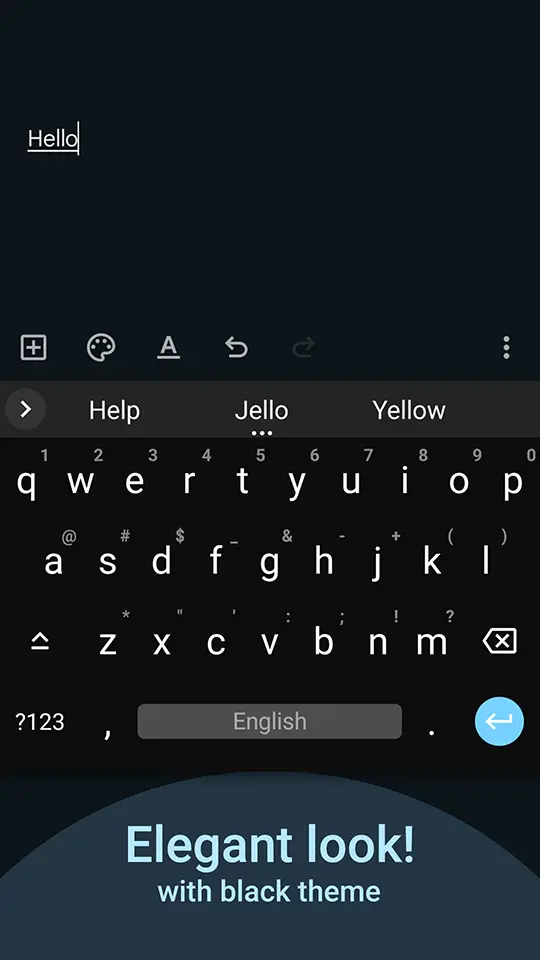 HeliBoard on a black theme suited to OLED screens