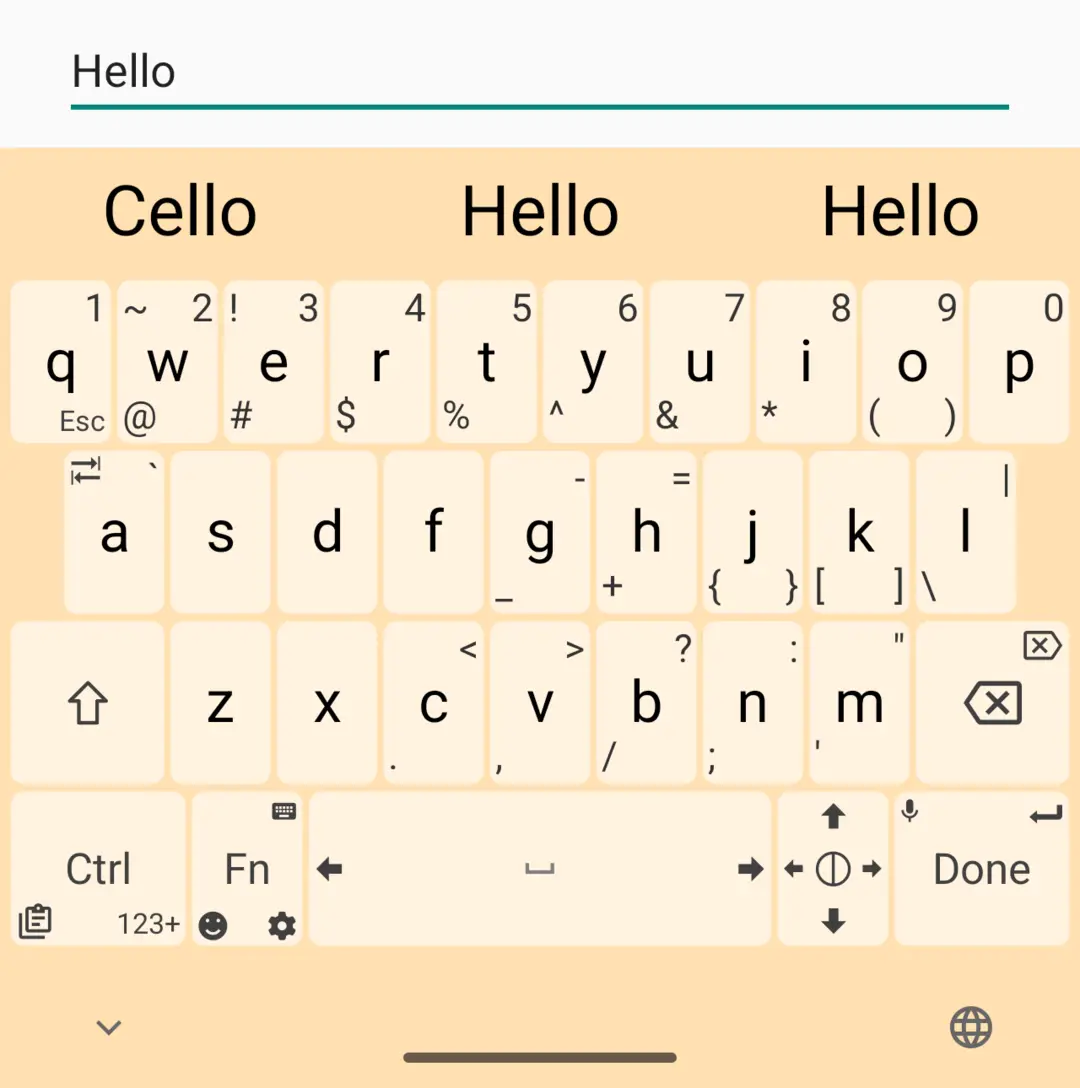 Unexpected Keyboard on a cream coloured theme