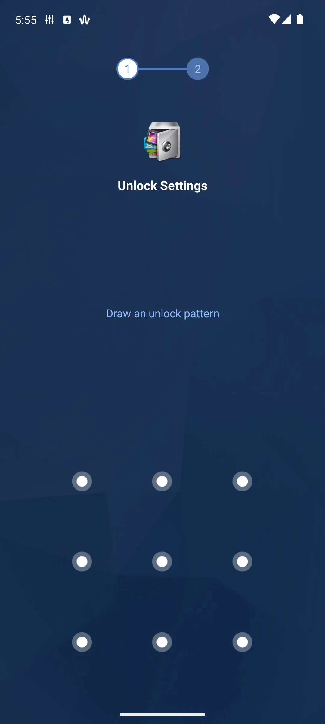 AppLock pattern unlock screen shown before locked apps open