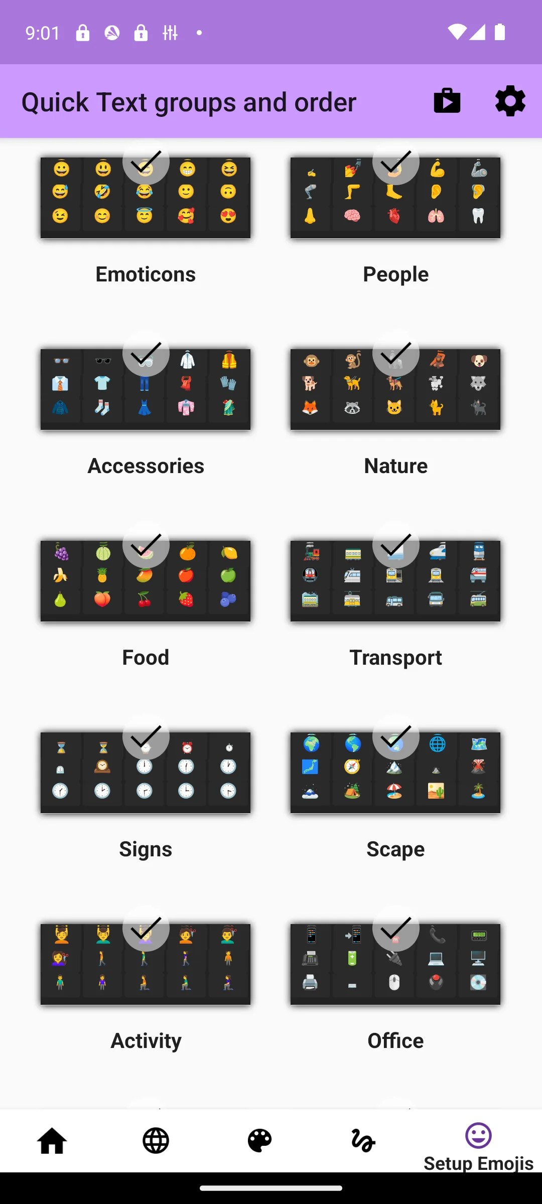 AnySoftKeyboard quick-text emoji groups and ordering