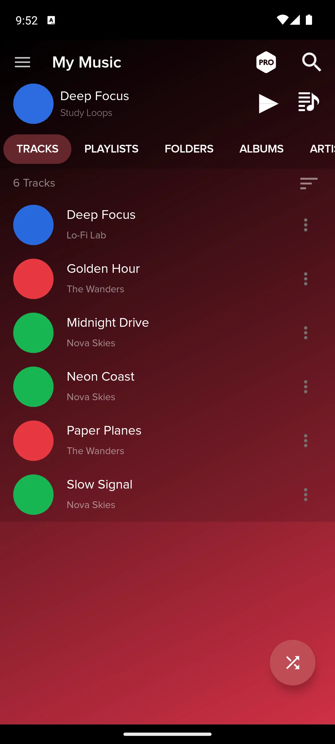 Pi Music Player track list with album art