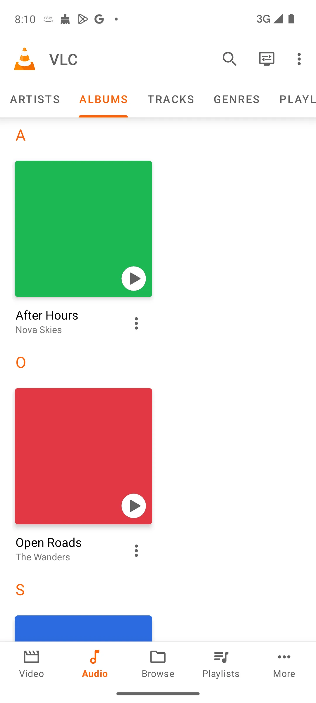 VLC album grid with album art
