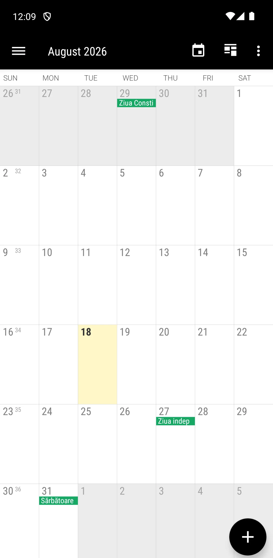 Business Calendar 2 on Android, The month grid, account row cropped out.