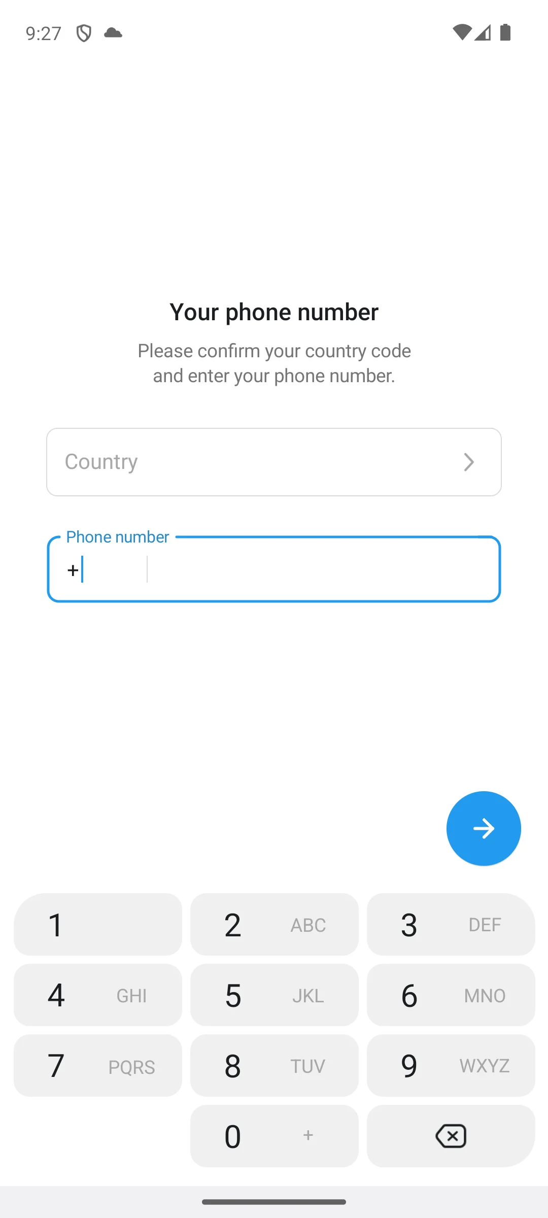 Telegram on Android, The phone number it requires next.